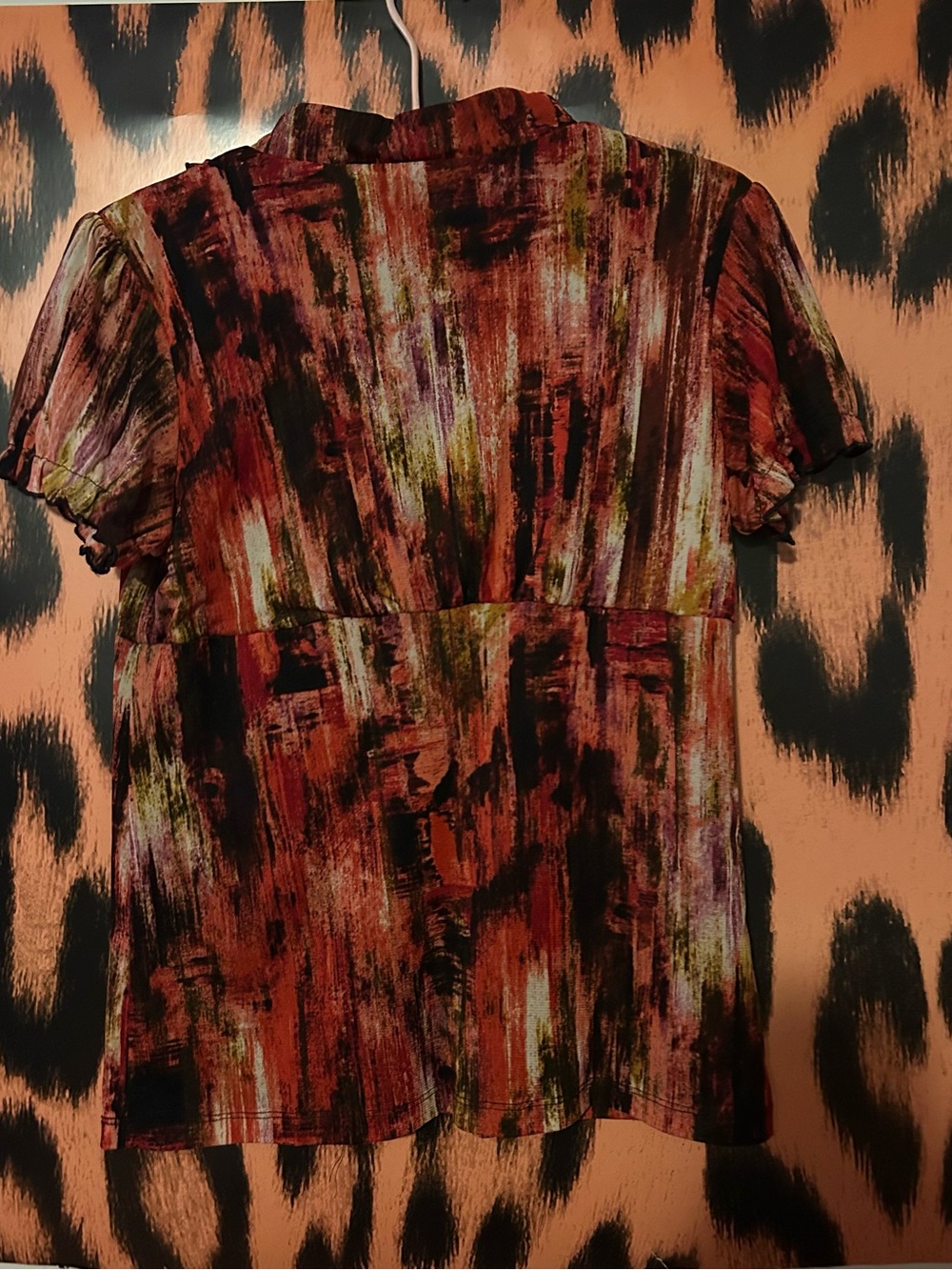 Women's Rust Multi-Color Ruffle V-Neck Top - Picture 2 of 2